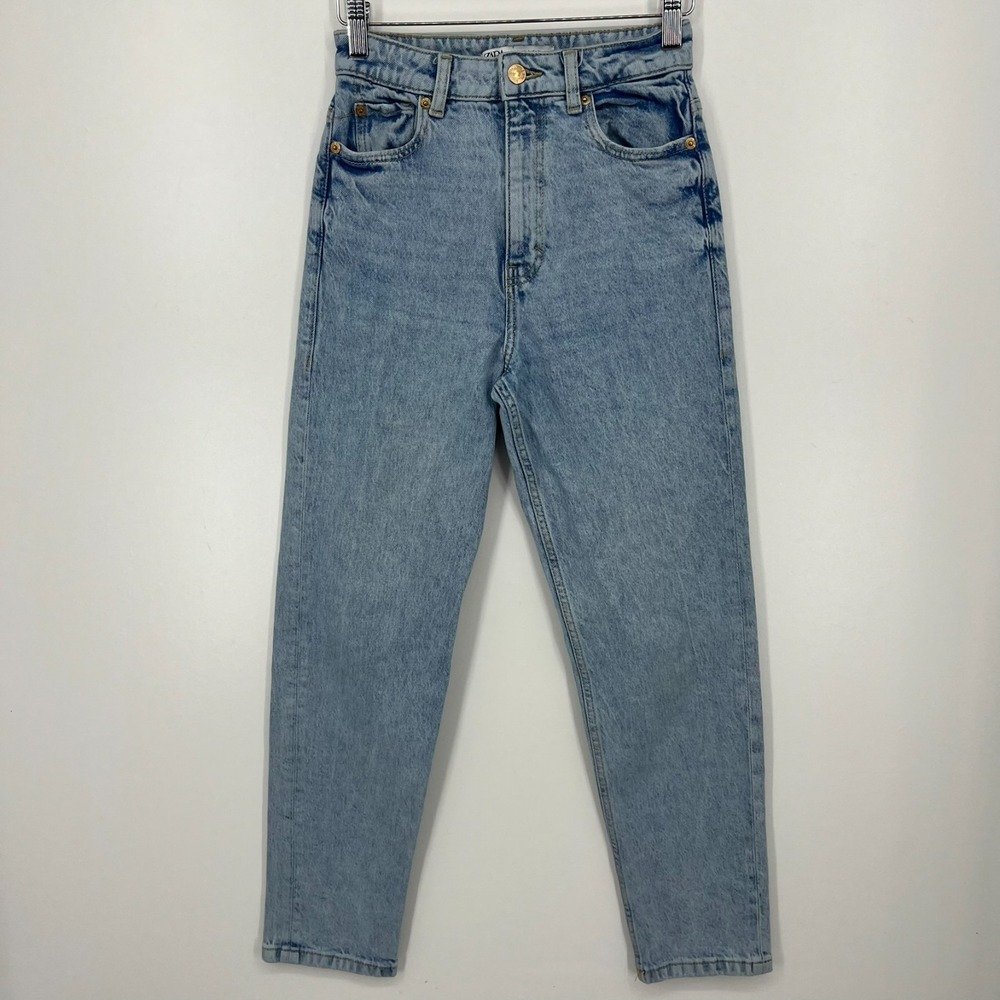 Zara Jeans Women's Size 2 Blue Light Wash Zip Fly High Rise Straight